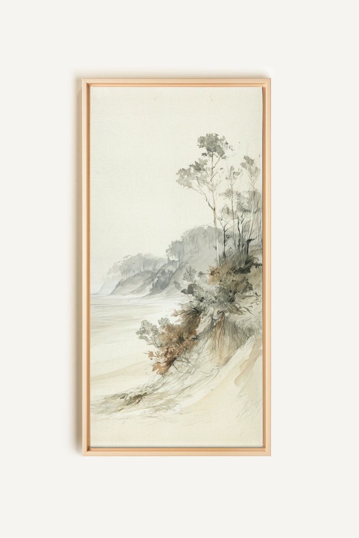 WHISPERING CLIFFS, Artwork on stretched canvas, Light Natural frame