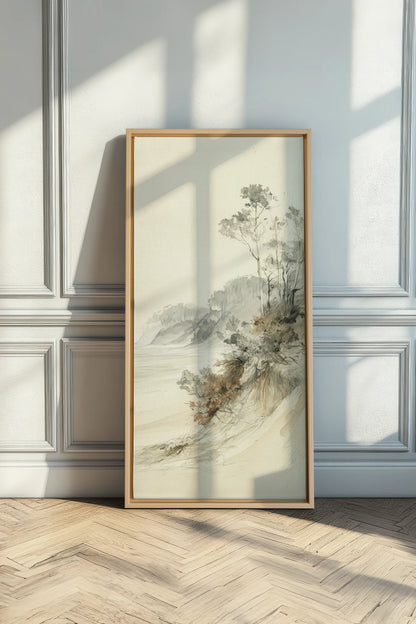 WHISPERING CLIFFS, Artwork on stretched canvas, Light Natural frame