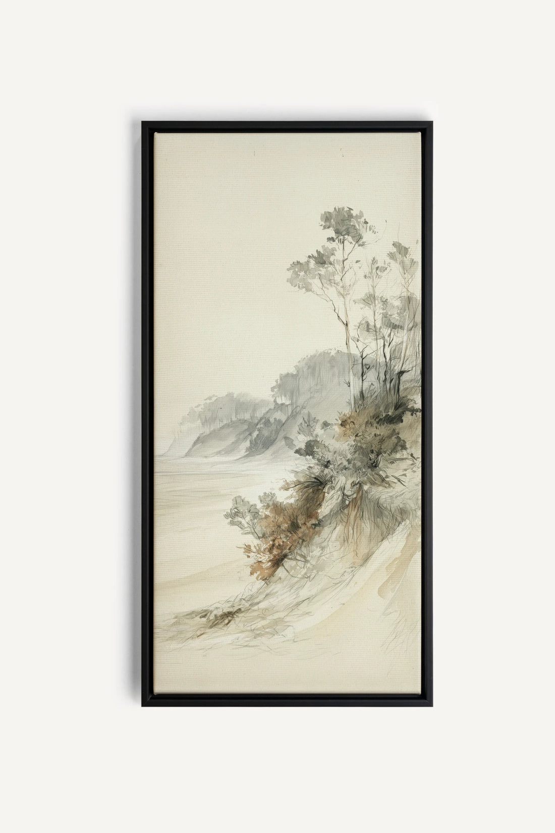 WHISPERING CLIFFS, Artwork on stretched canvas, Black frame