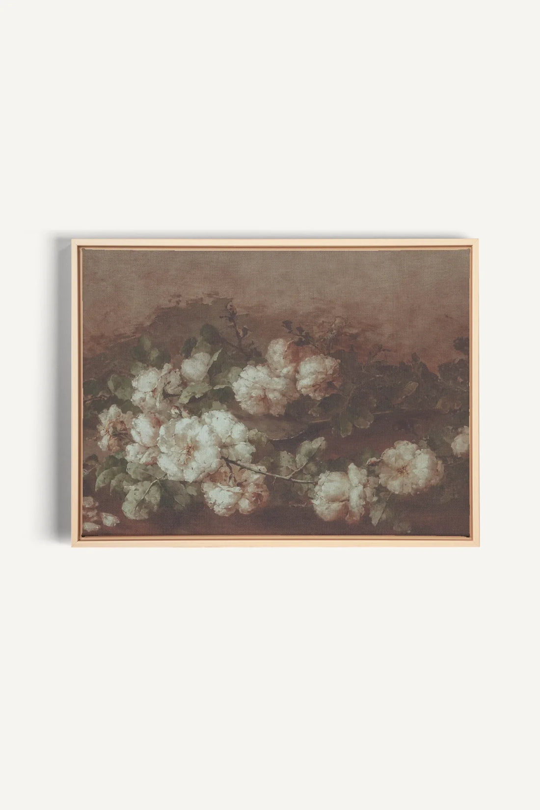 OLEKA CANVAS - WHITE PEONY, Oeuvre sur toile étirée, encadré Naturel Clair