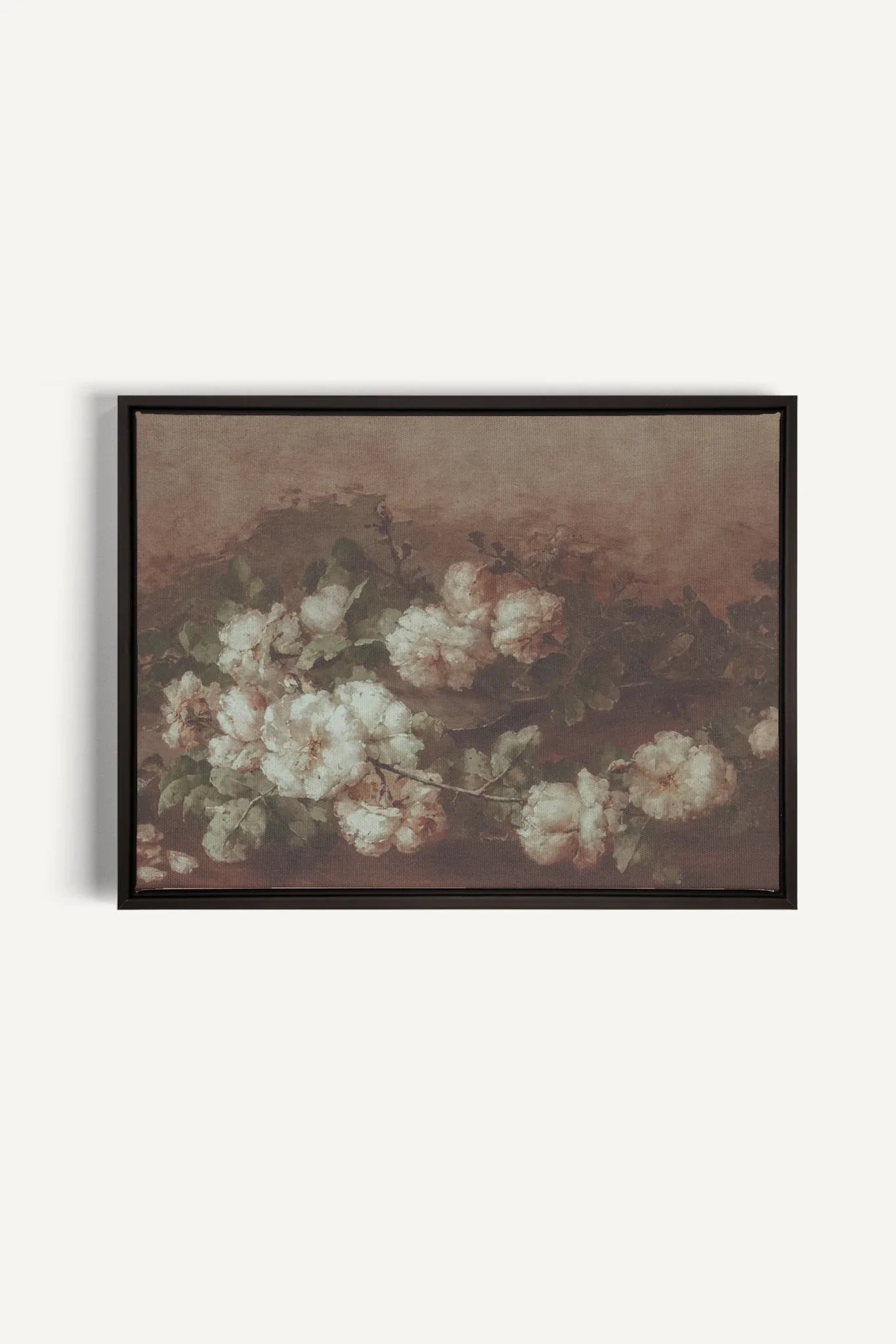 OLEKA CANVAS - WHITE PEONY, Oeuvre sur toile étirée, encadré Noir