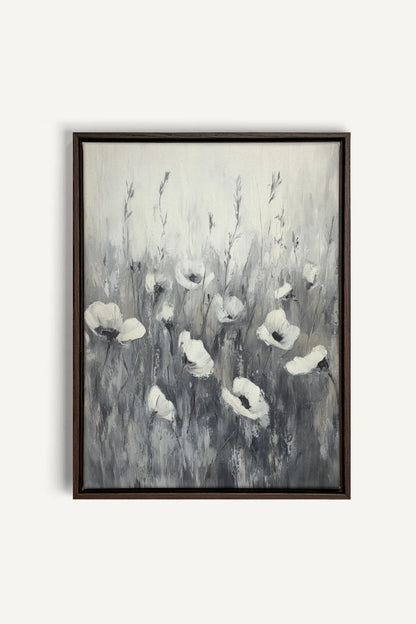 OLEKA CANVAS - WHITE VEIL, Oeuvre sur toile étirée, encadré Brun Noyer