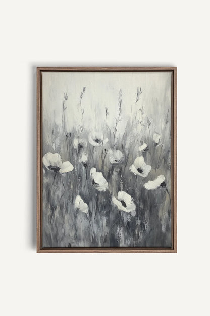OLEKA CANVAS - WHITE VEIL, Oeuvre sur toile étirée, encadré Brun Chêne