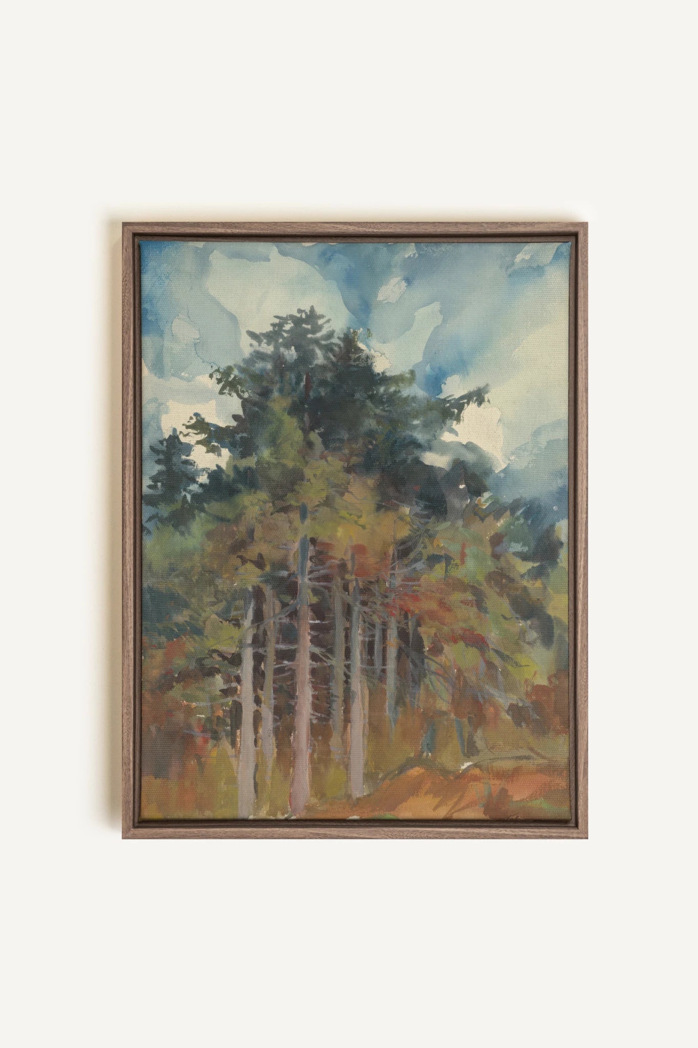 WILD GROVE, Artwork on stretched canvas, framed in Brown Oak