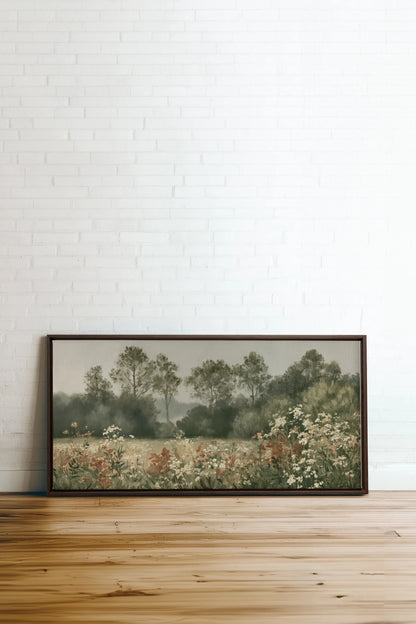WILD MEADOW, Artwork on stretched canvas, Walnut Brown frame