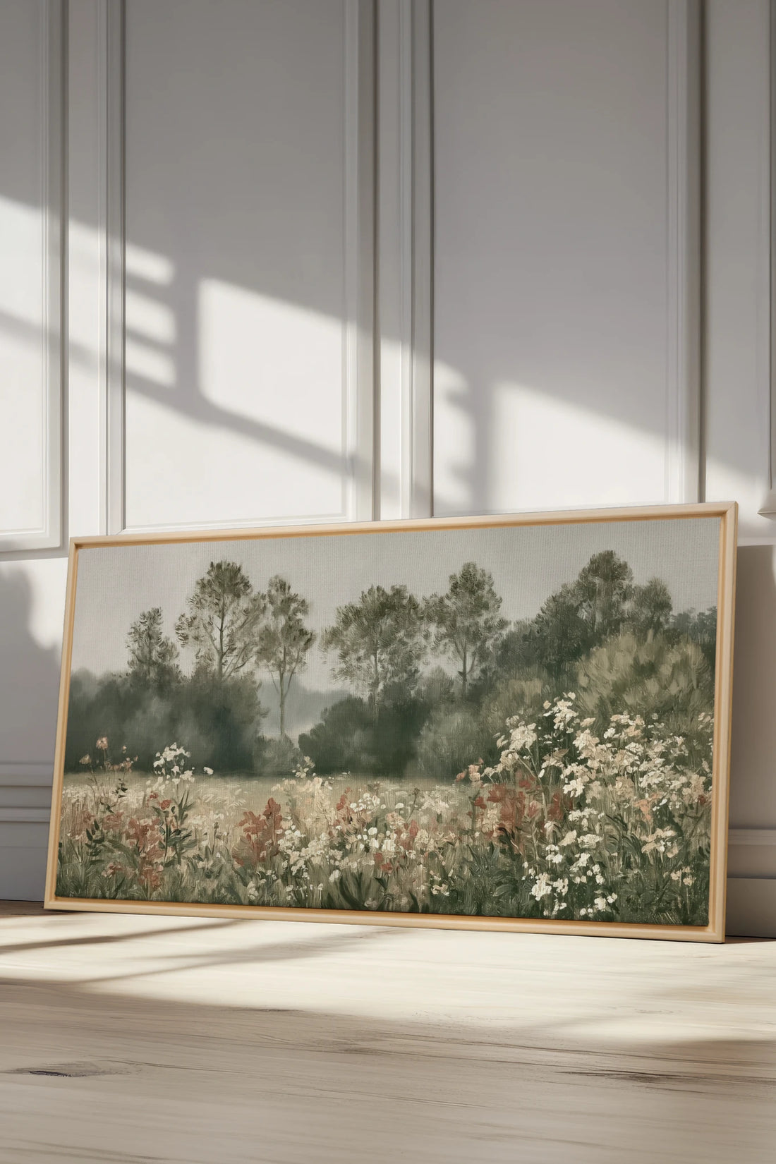 WILD MEADOW, Artwork on stretched canvas, Light Natural frame