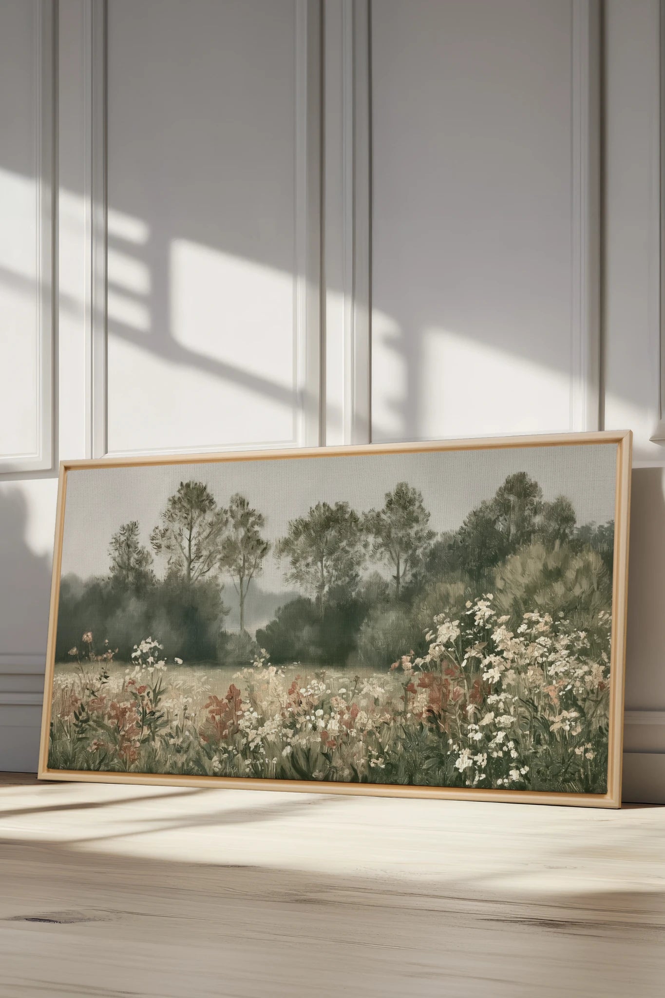 WILD MEADOW, Artwork on stretched canvas, Light Natural frame