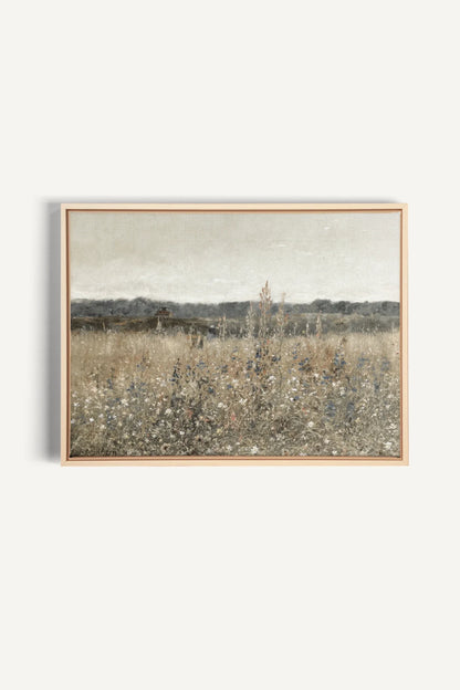 OLEKA CANVAS - WILDFLOWER FIELD, Oeuvre sur toile étirée, encadré Naturel Clair