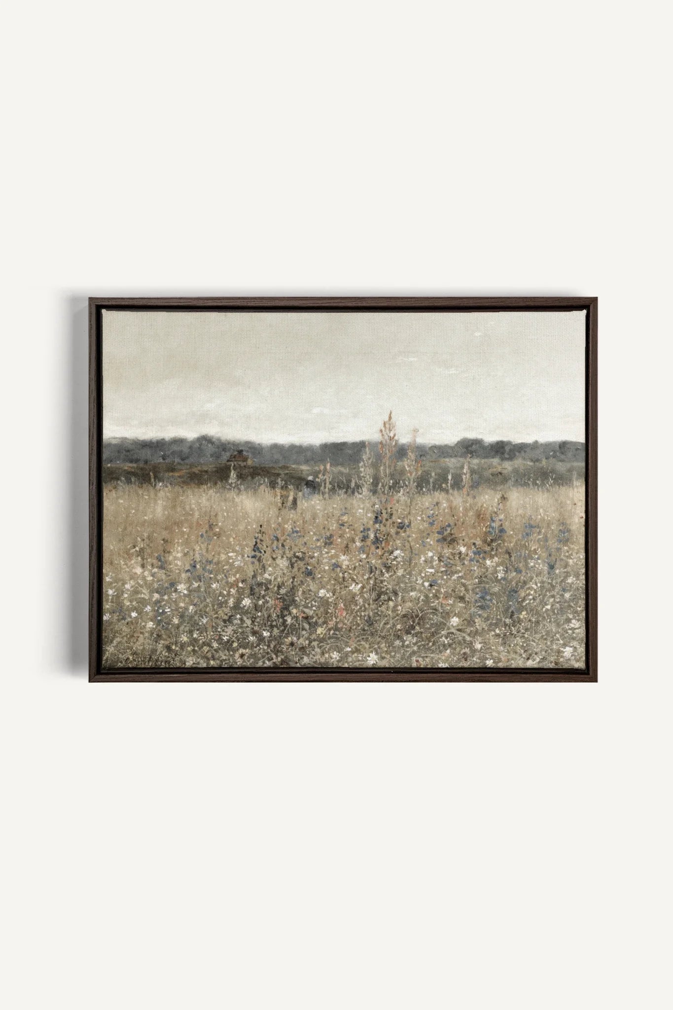 OLEKA CANVAS - WILDFLOWER FIELD, Oeuvre sur toile étirée, encadré Brun Noyer