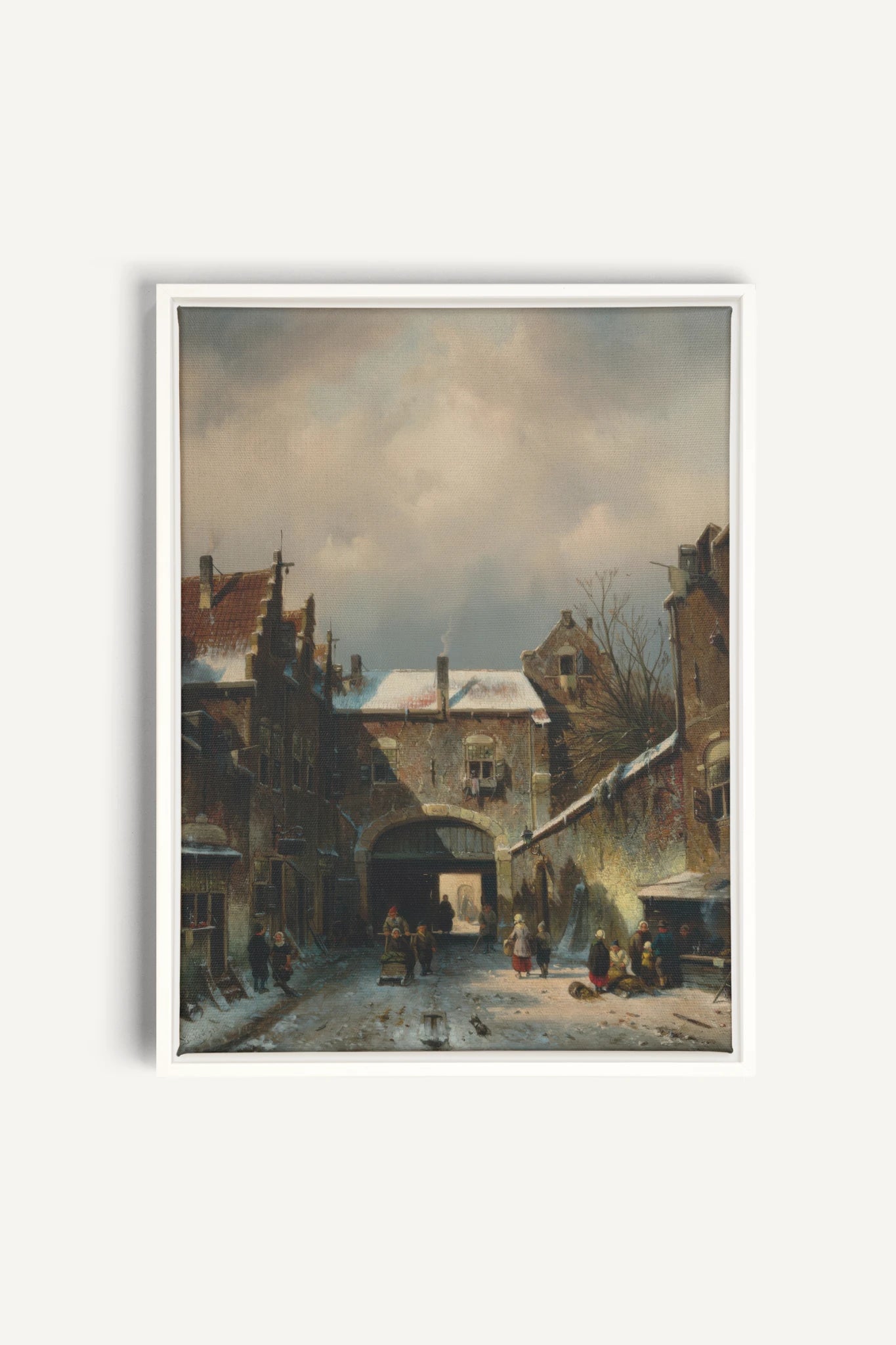WINTER ALLEY, Oeuvre sur toile étirée, encadré Blanc