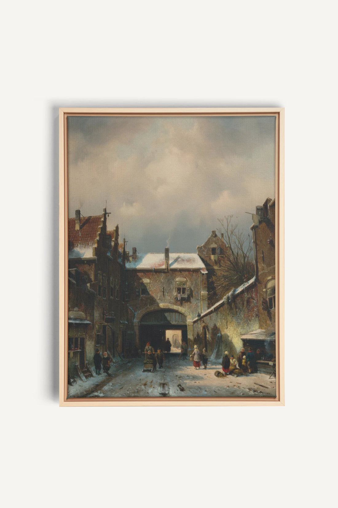 WINTER ALLEY, Oeuvre sur toile étirée, encadré Naturel Clair