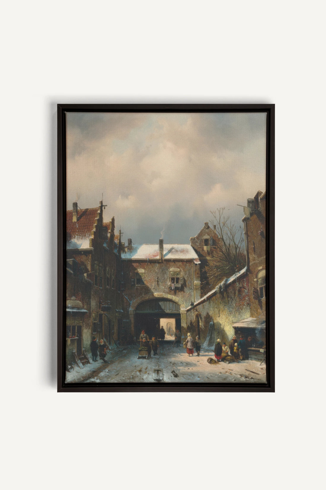 WINTER ALLEY, Oeuvre sur toile étirée, encadré Noir