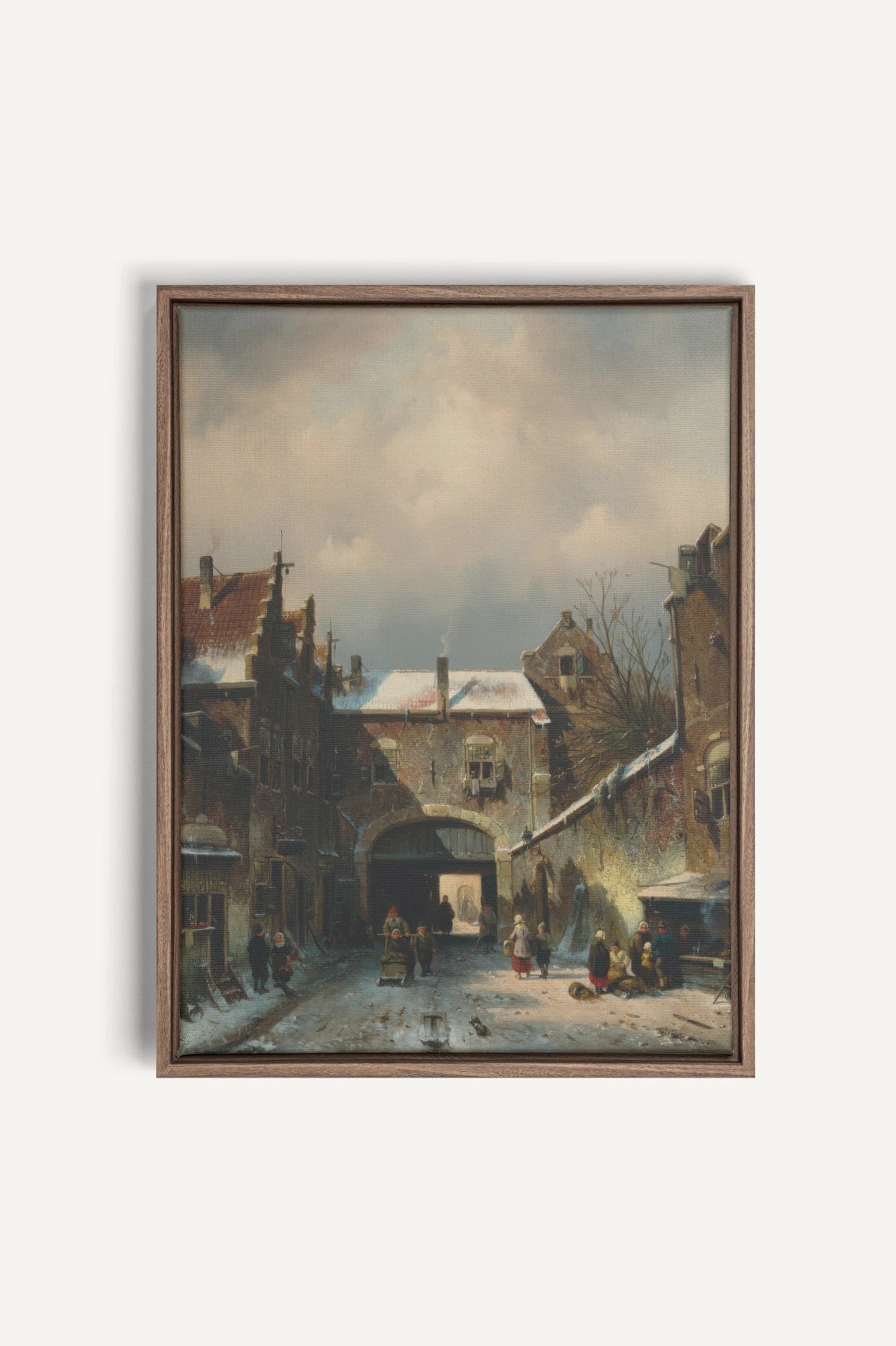 WINTER ALLEY, Oeuvre sur toile étirée, encadré Brun Chêne