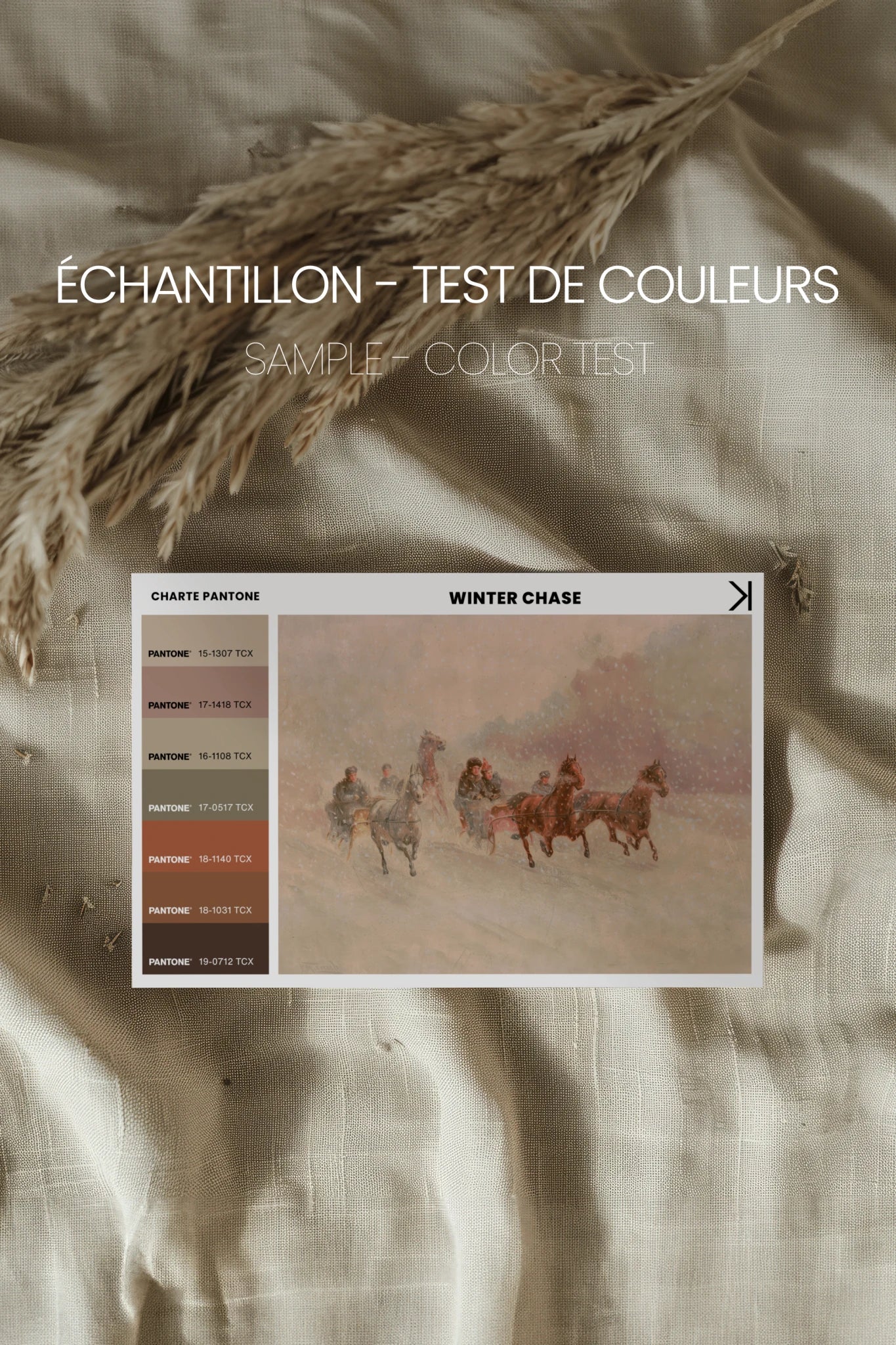 WINTER CHASE, Oeuvre sur toile rigide, encadré Vintage Or