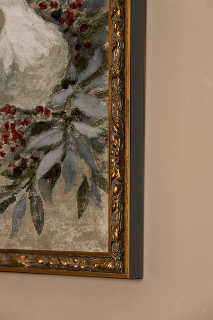 WINTER DOVES, Oeuvre sur toile rigide, encadré Vintage Bronze