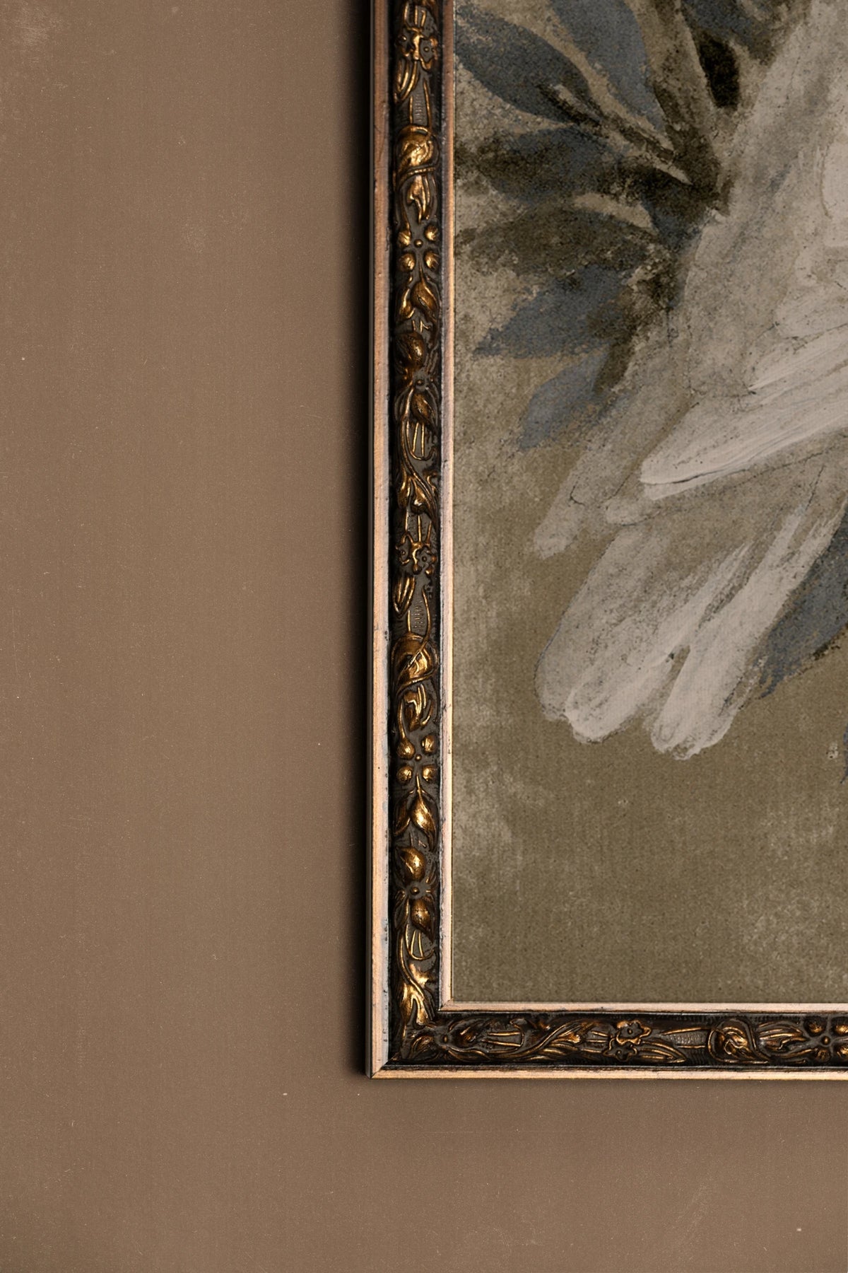 WINTER DOVES, Oeuvre sur toile rigide, encadré Vintage Bronze