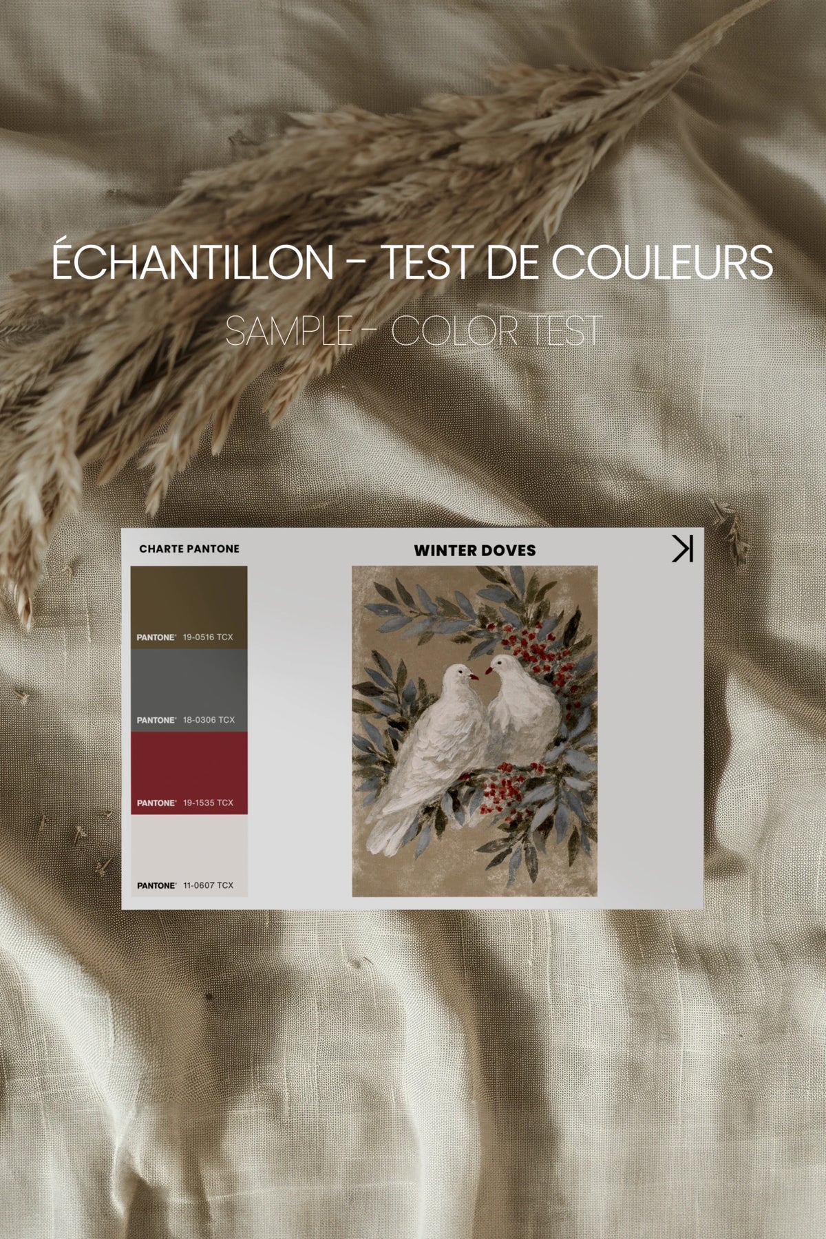 WINTER DOVES, Oeuvre sur toile rigide, encadré Vintage Bronze