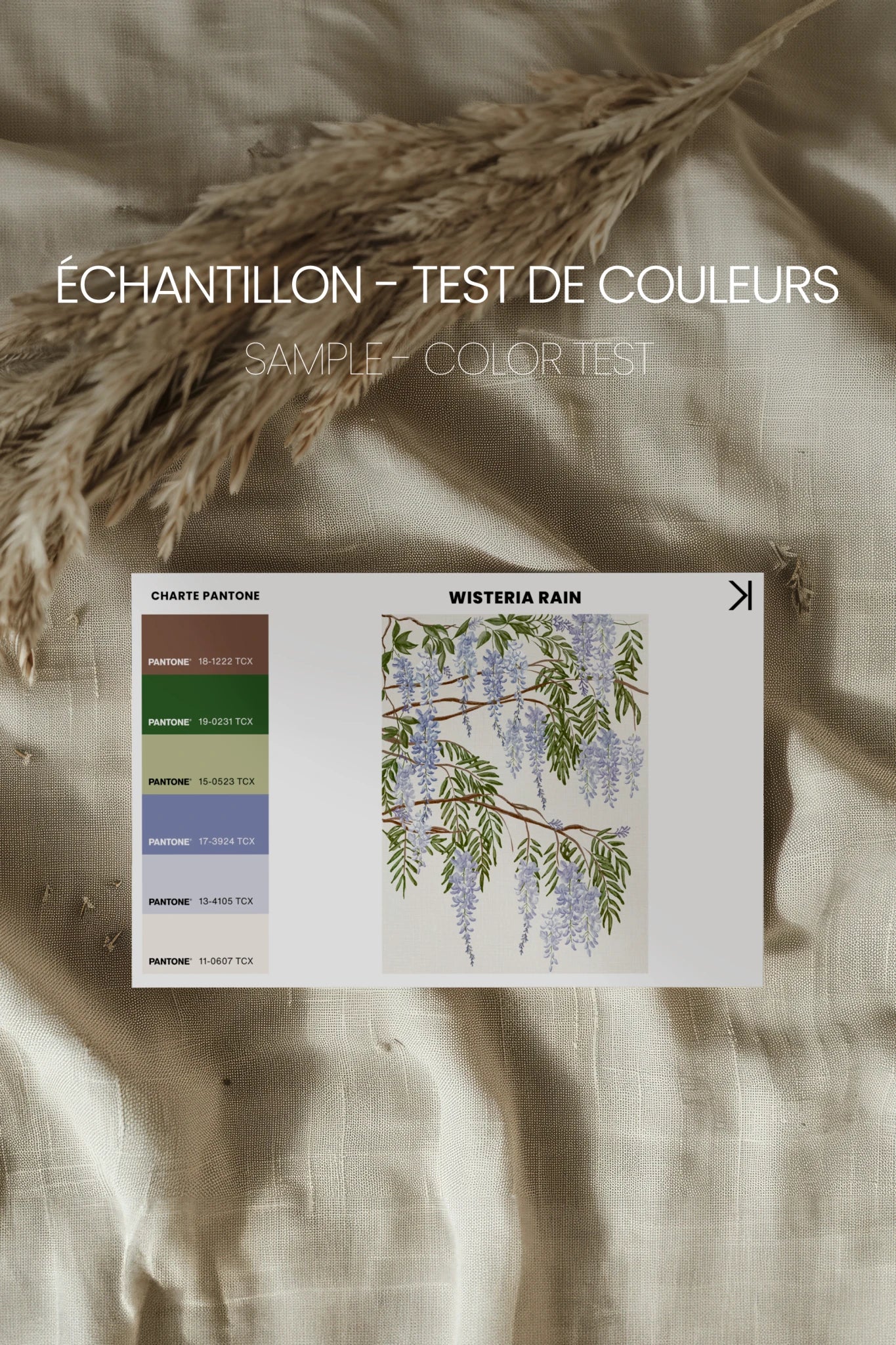 WISTERIA RAIN, Work on canvas, light natural frame
