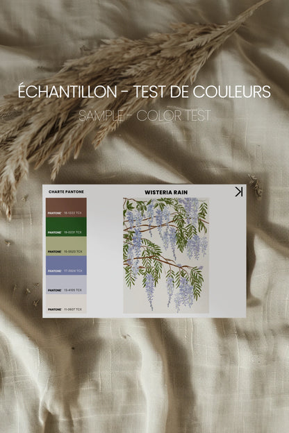 WISTERIA RAIN, Work on canvas, light natural frame