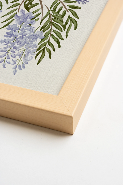 WISTERIA RAIN, Work on canvas, light natural frame