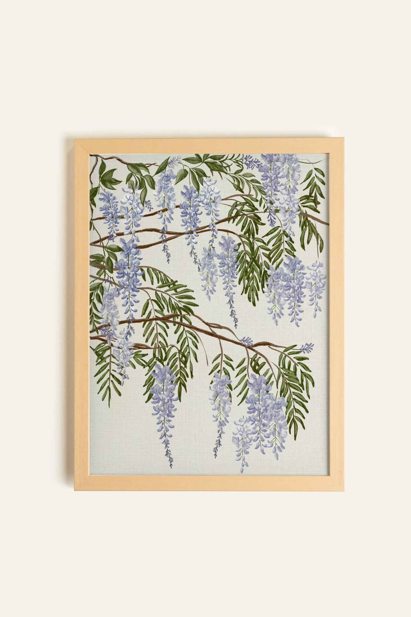 WISTERIA RAIN, Work on canvas, light natural frame