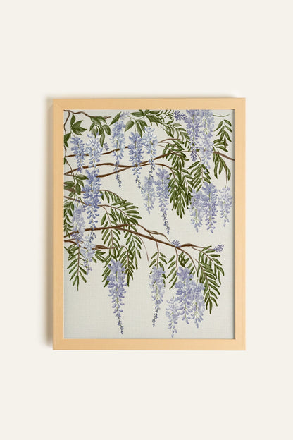 WISTERIA RAIN, Work on canvas, light natural frame